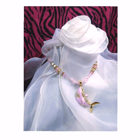 Pink Shark Pendant Necklace - Picture 2 of 3